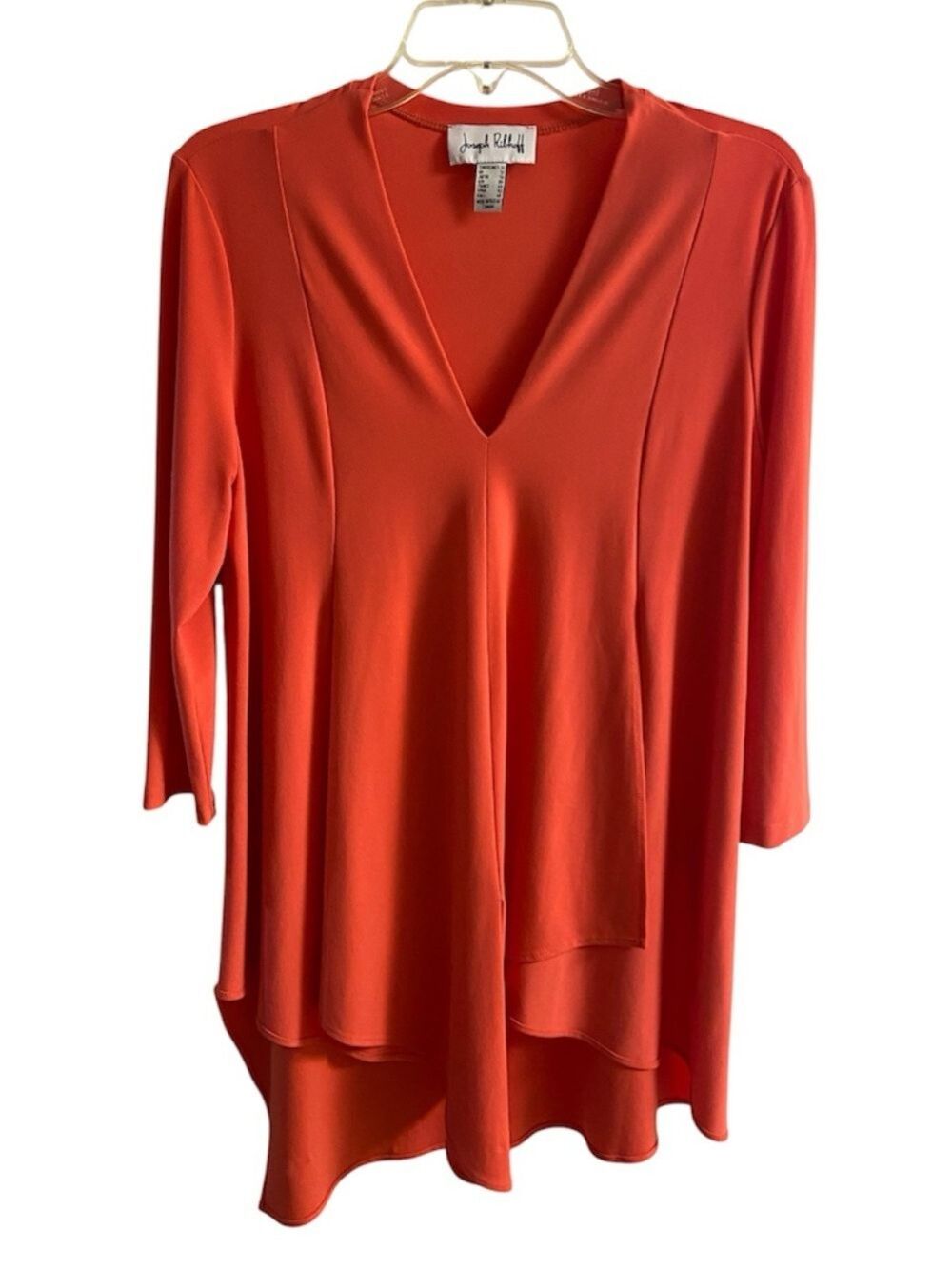 Joseph Ribkoff V-Neck Layered Tunic Top Peach Asymmetrical Sz 10